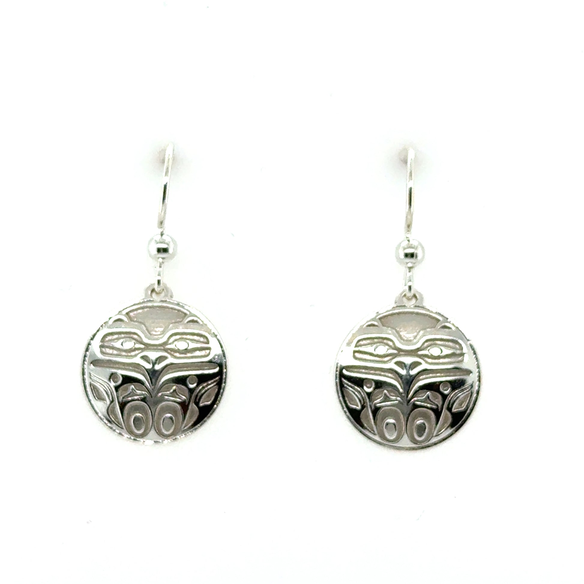 Earrings - Sterling Silver - Drop - Round - 15mm - Eagle Front