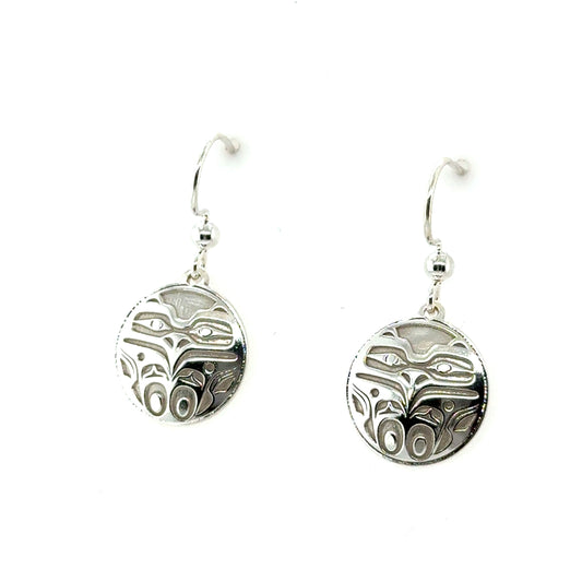Earrings - Sterling Silver - Drop - Round - Eagle Front - 15mm