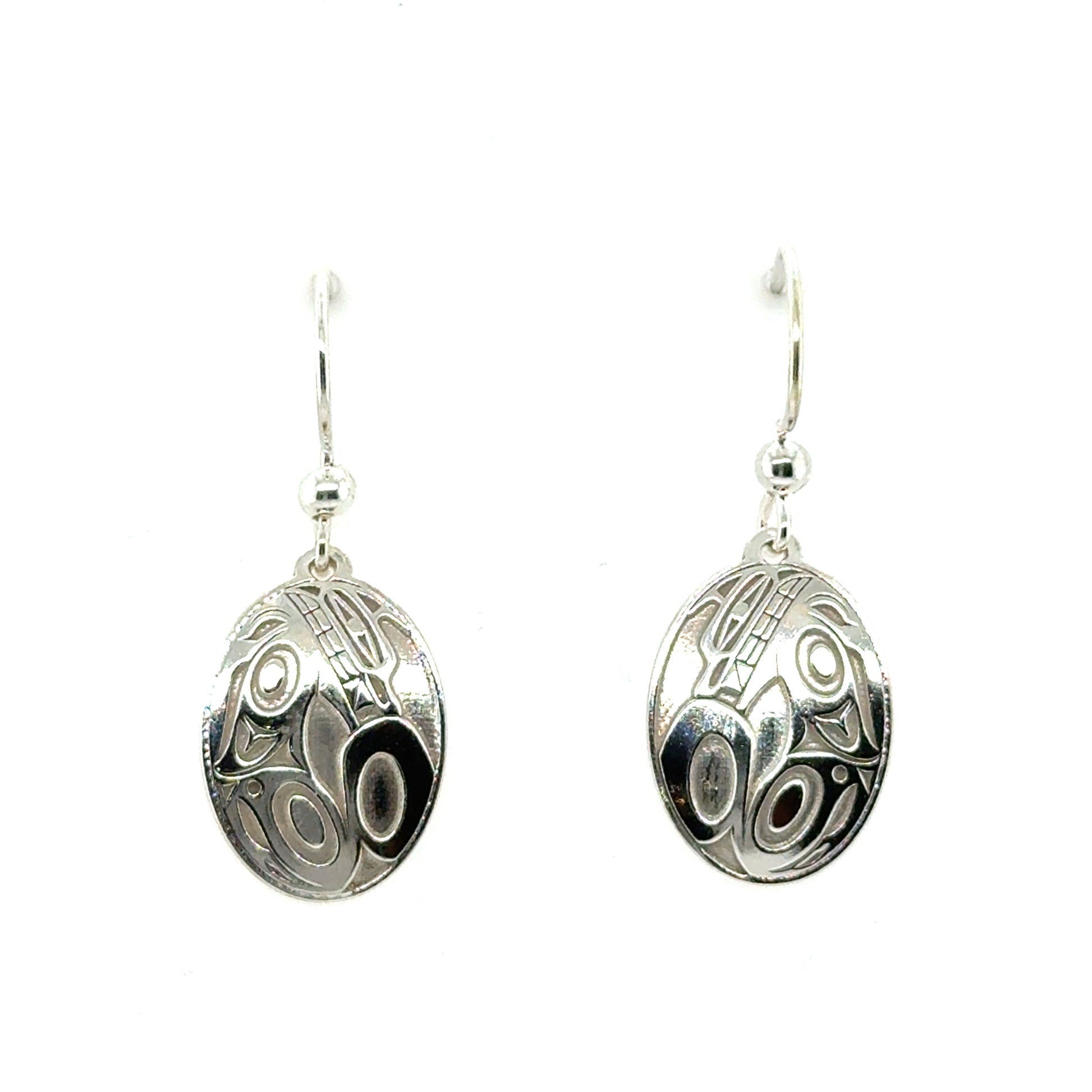 Earrings - Sterling Silver - Drop - Oval - 19mm - Wolf