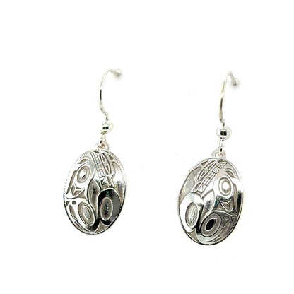 Earrings - Sterling Silver - Drop - Oval - Wolf - 19mm