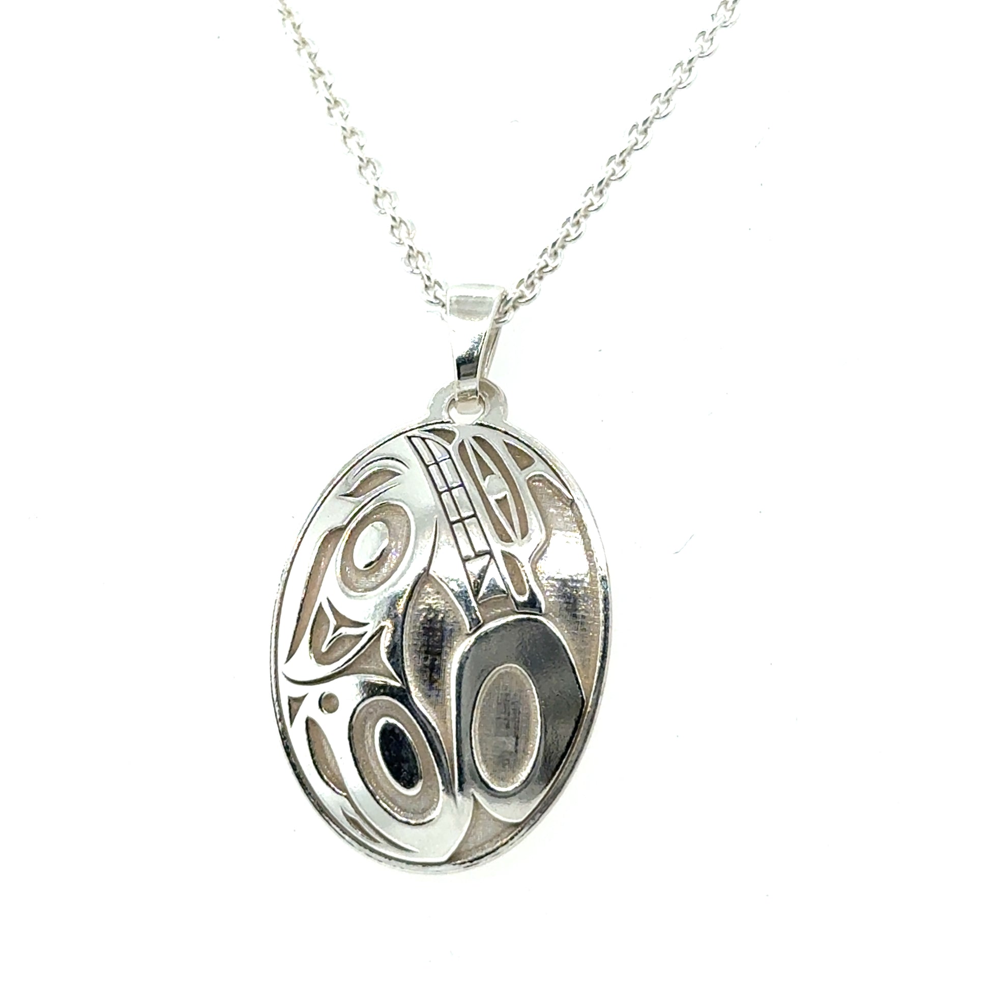 Pendant - Sterling Silver - Oval - Wolf - Small - 25mm