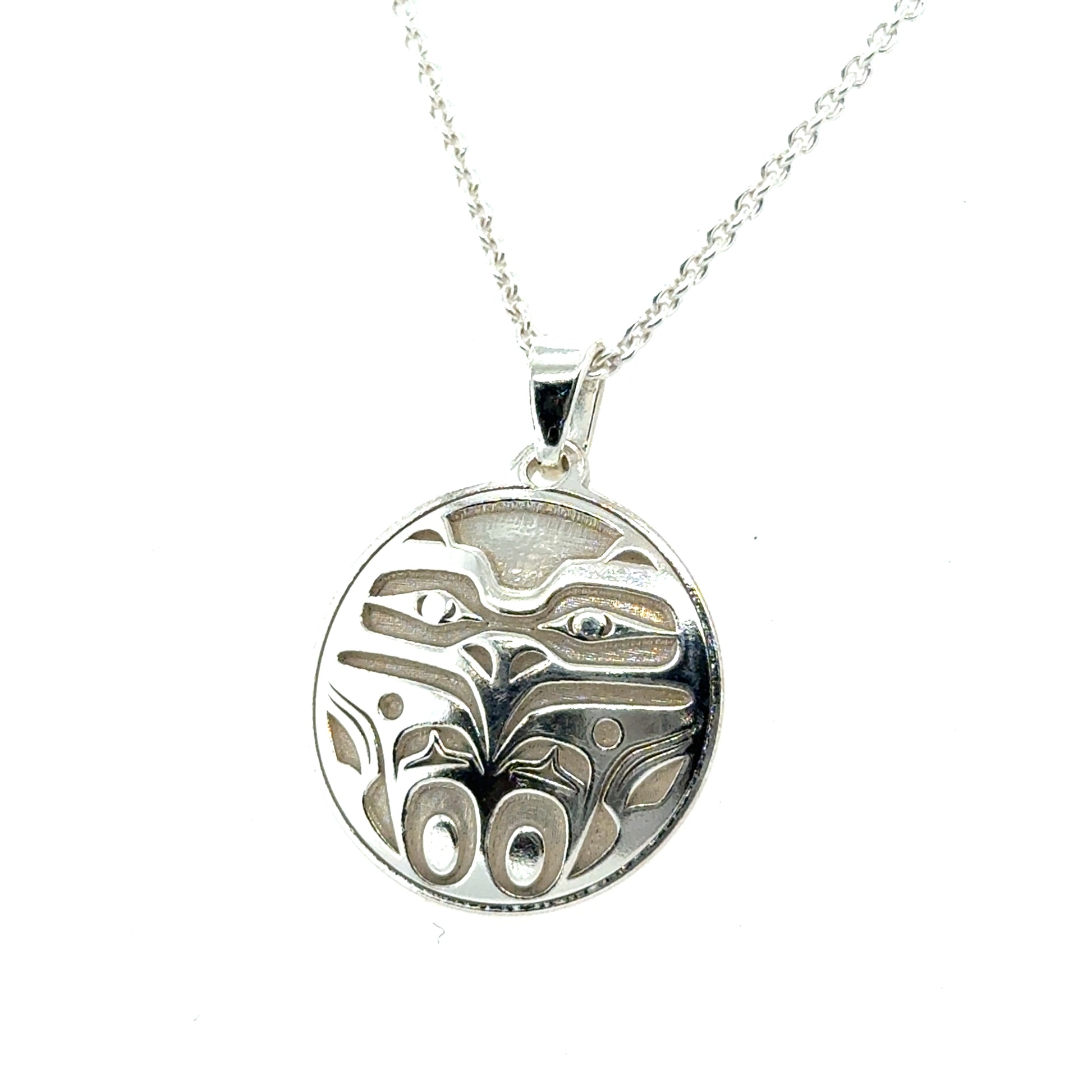 Pendant - Sterling Silver - Round - Eagle Front - Small - 20mm