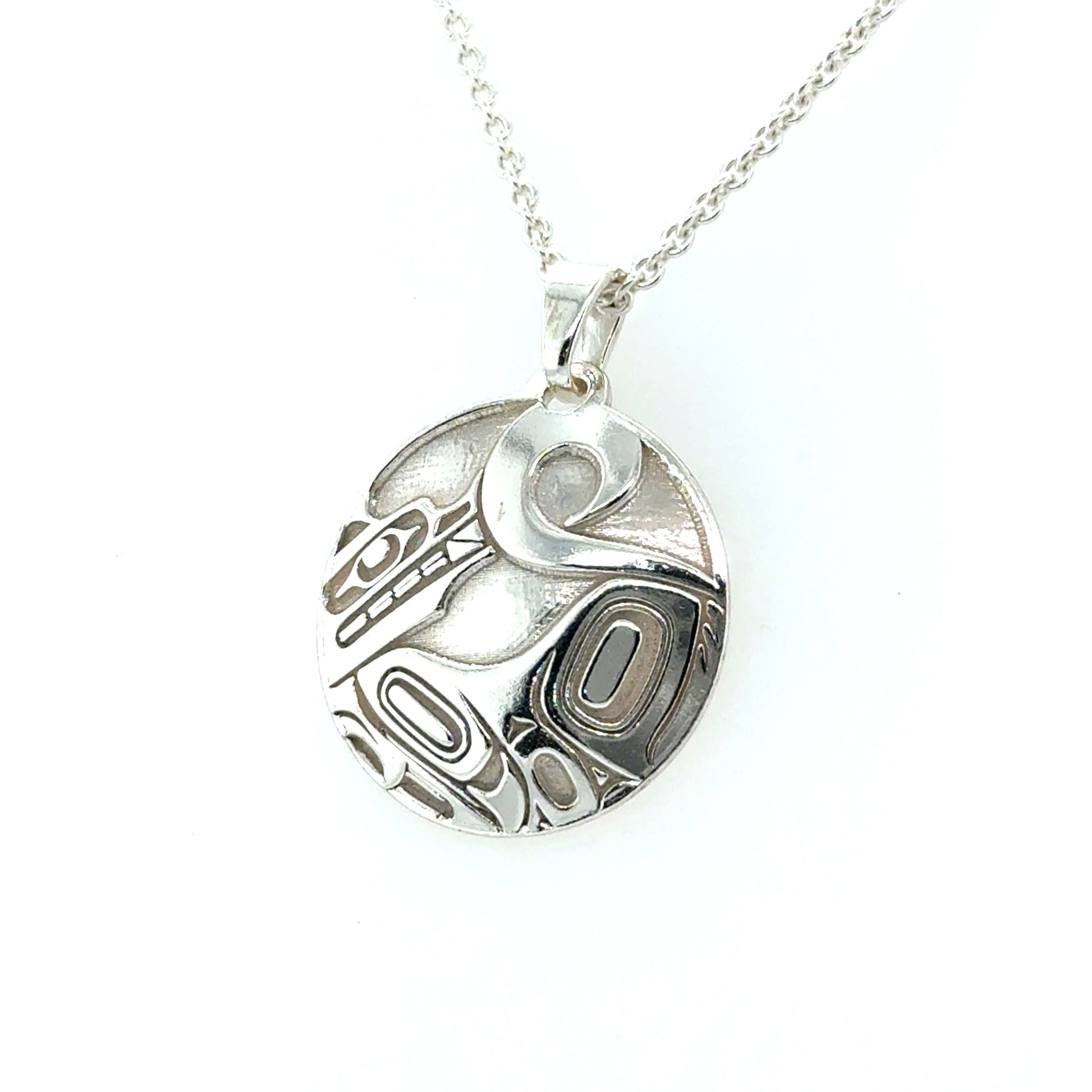 Pendant - Sterling Silver - Round - Wolf - Small - 20mm