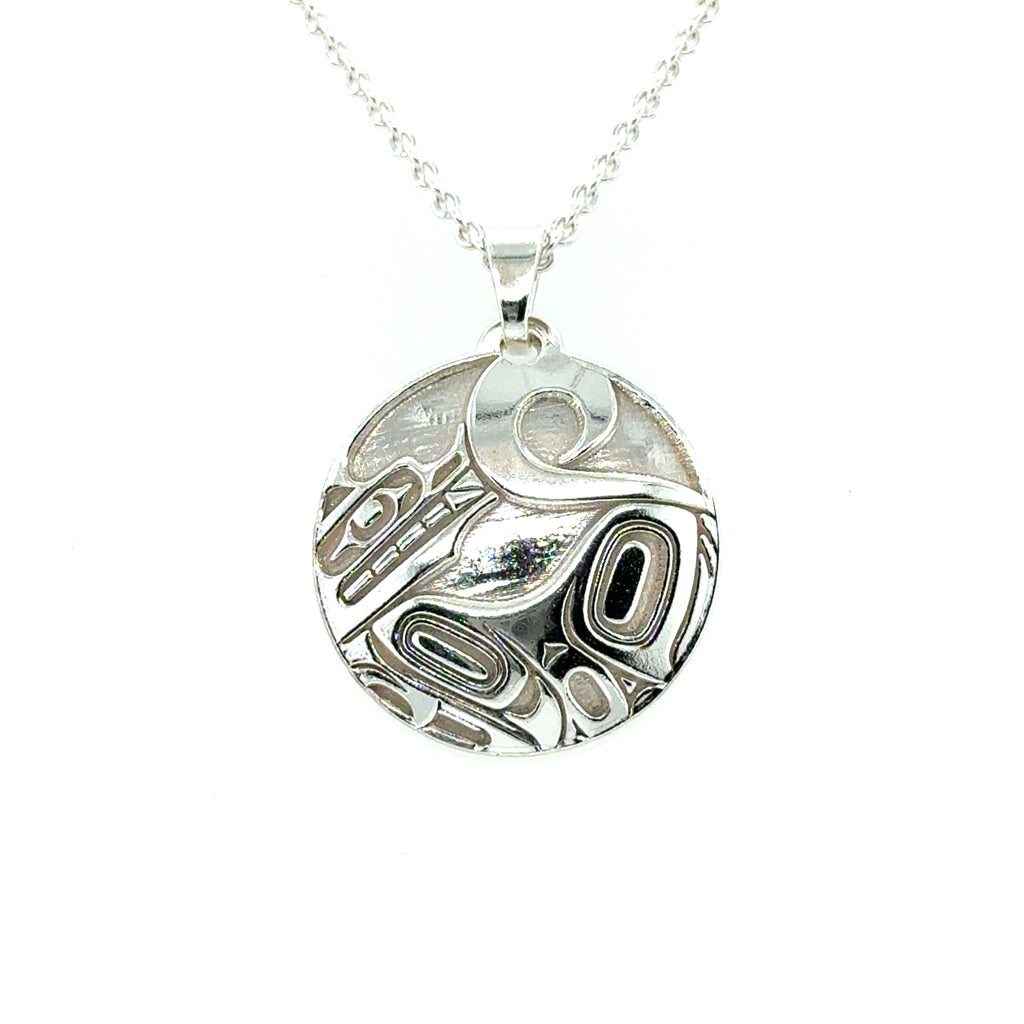 Pendant - Sterling Silver - Round - Wolf - Small - 20mm