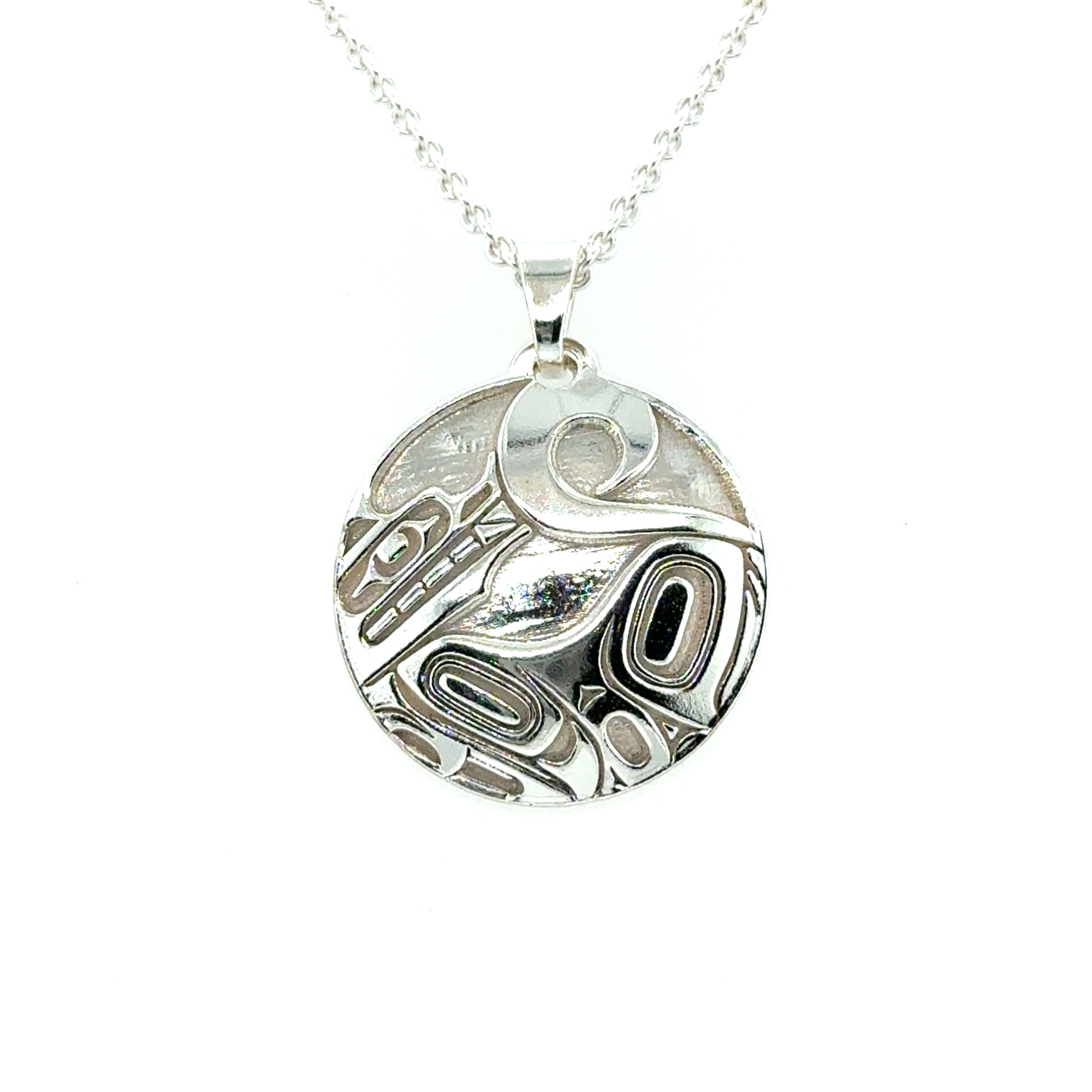 Pendant - Sterling Silver - Round - Wolf - Small - 20mm