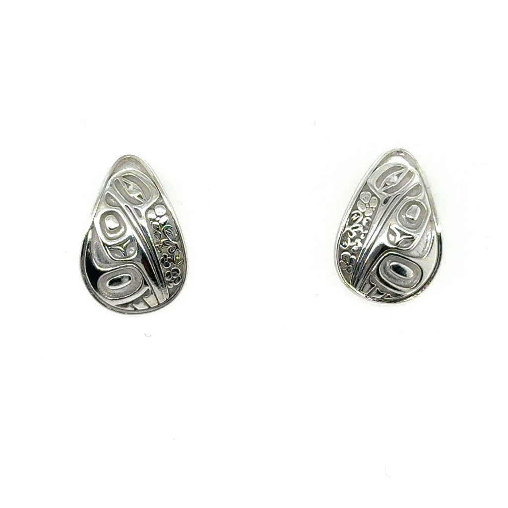 Studs - Sterling Silver - Teardrop - Small - Hummingbird Floral - 16mm