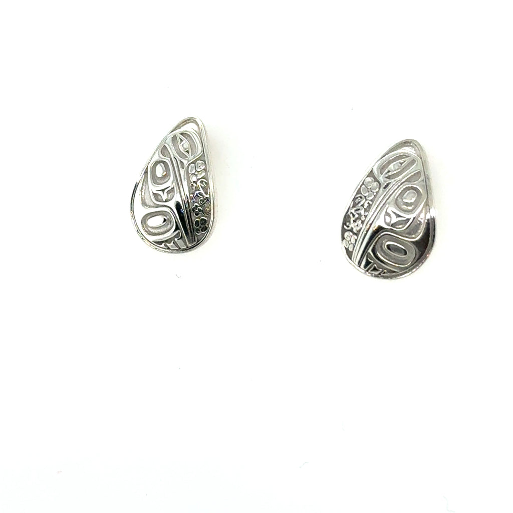 Studs - Sterling Silver - Teardrop - Small - Hummingbird Floral - 16mm