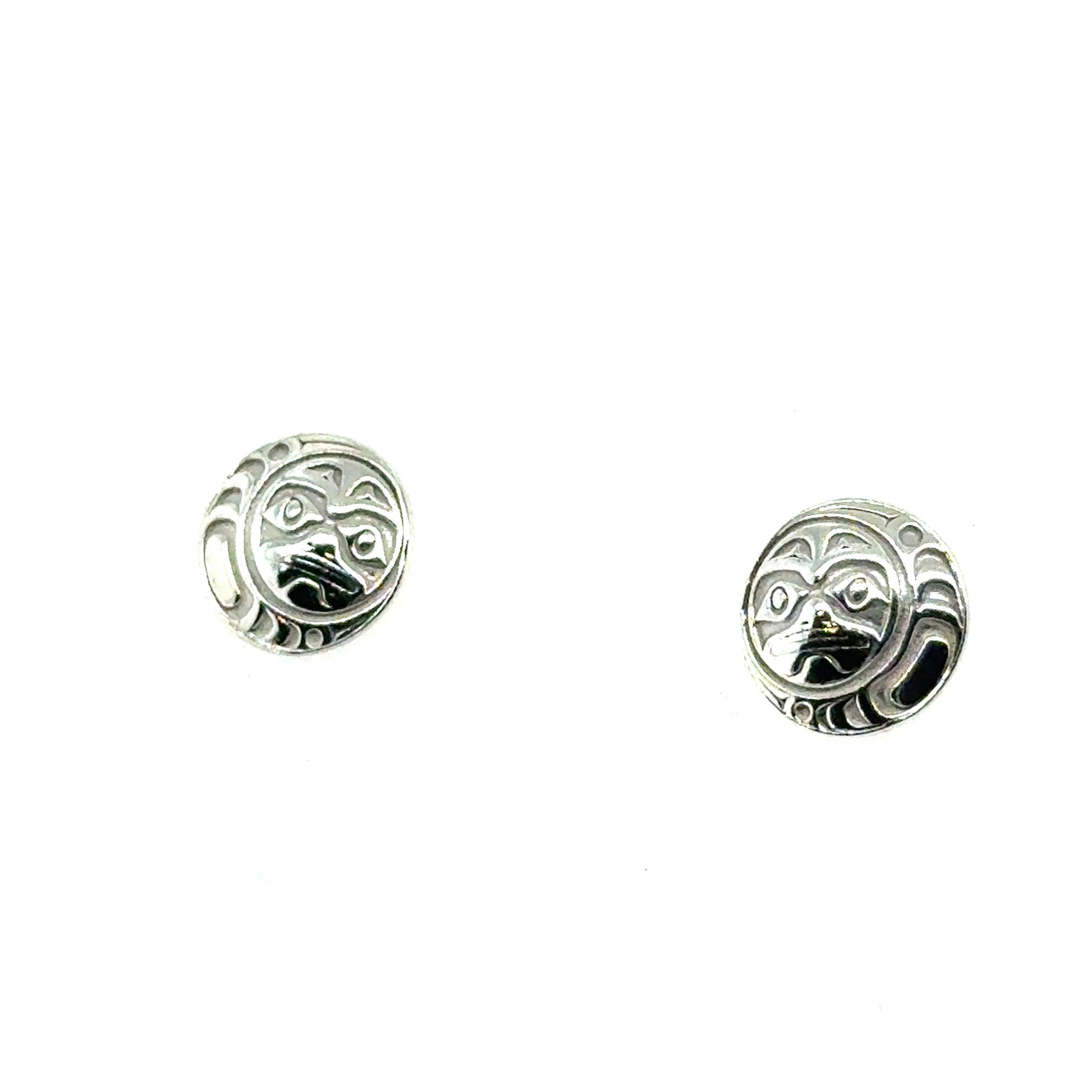 Studs - Sterling Silver - Round - Mini - 10mm - Moon