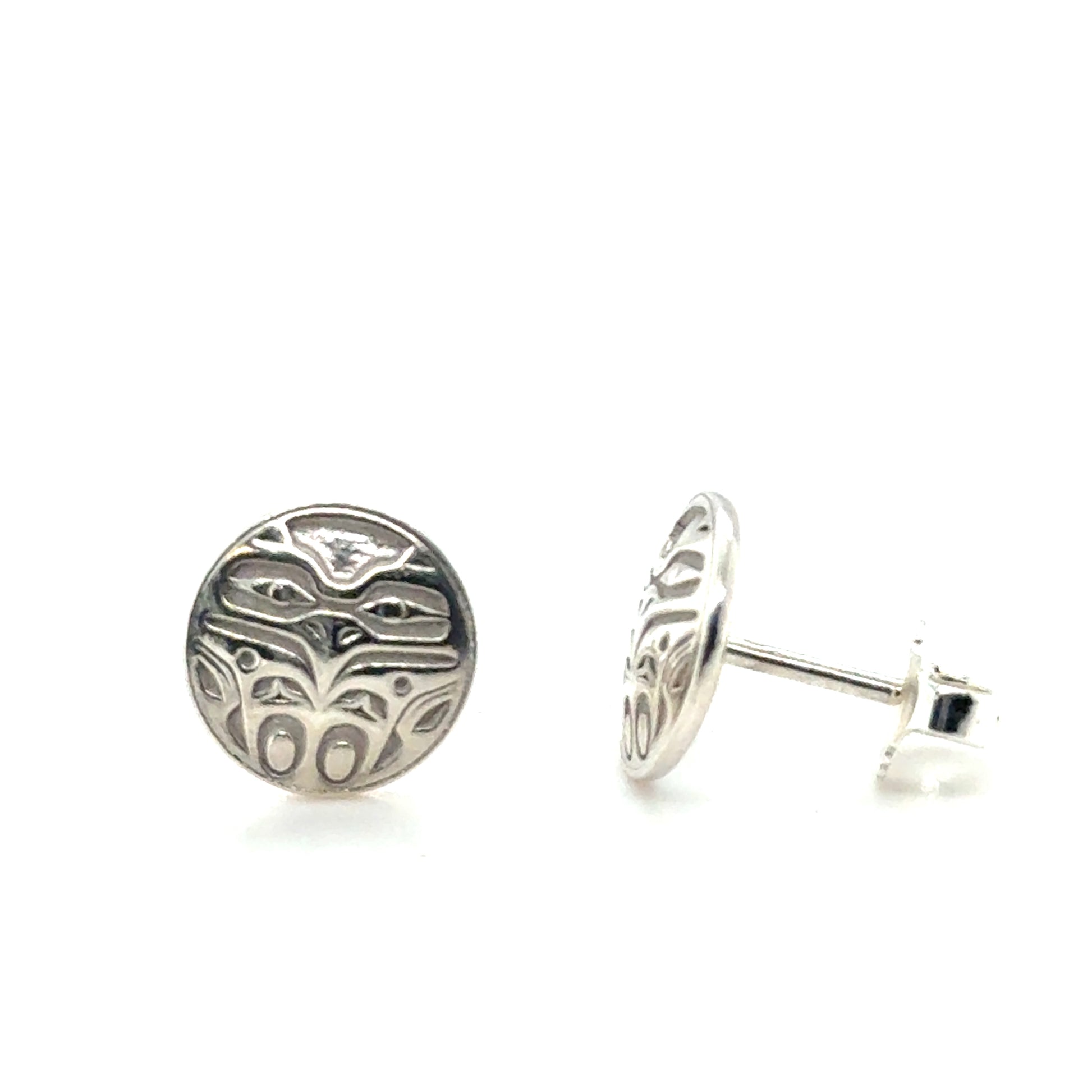 Studs - Sterling Silver - Round - Mini - 10mm - Eagle Front