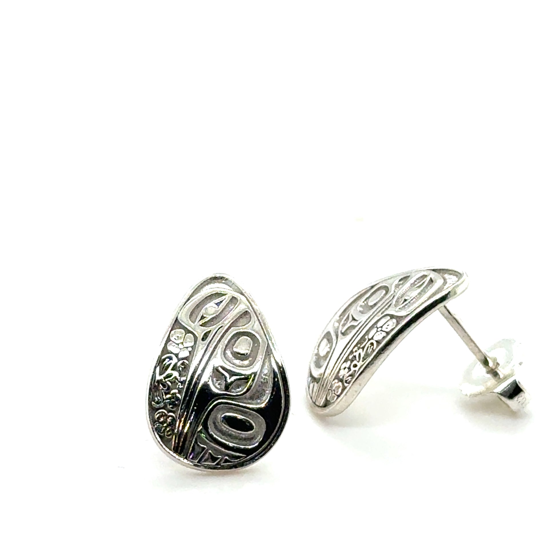 Studs - Sterling Silver - Teardrop - Small - Hummingbird Floral - 16mm