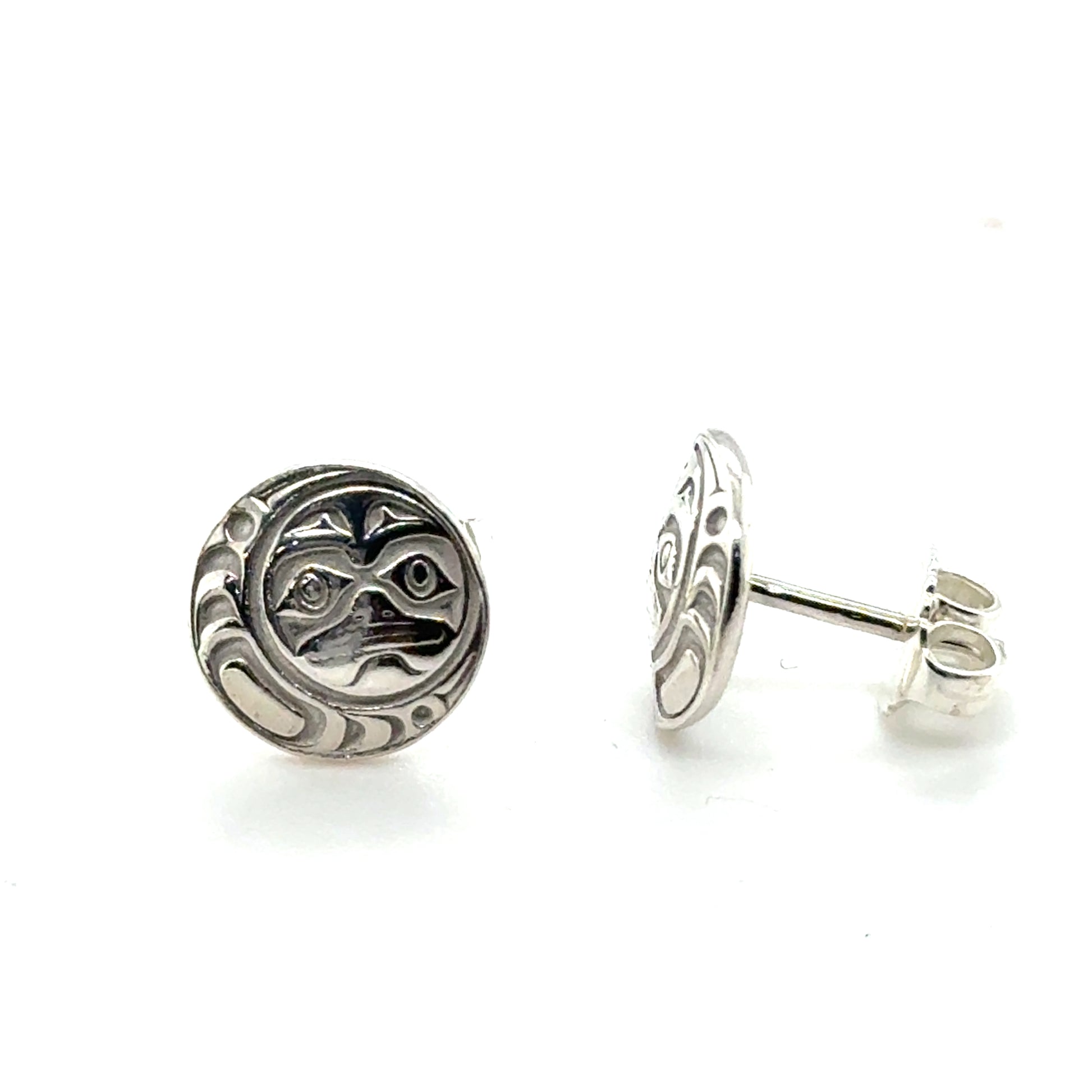 Studs - Sterling Silver - Round - Mini - 10mm - Moon