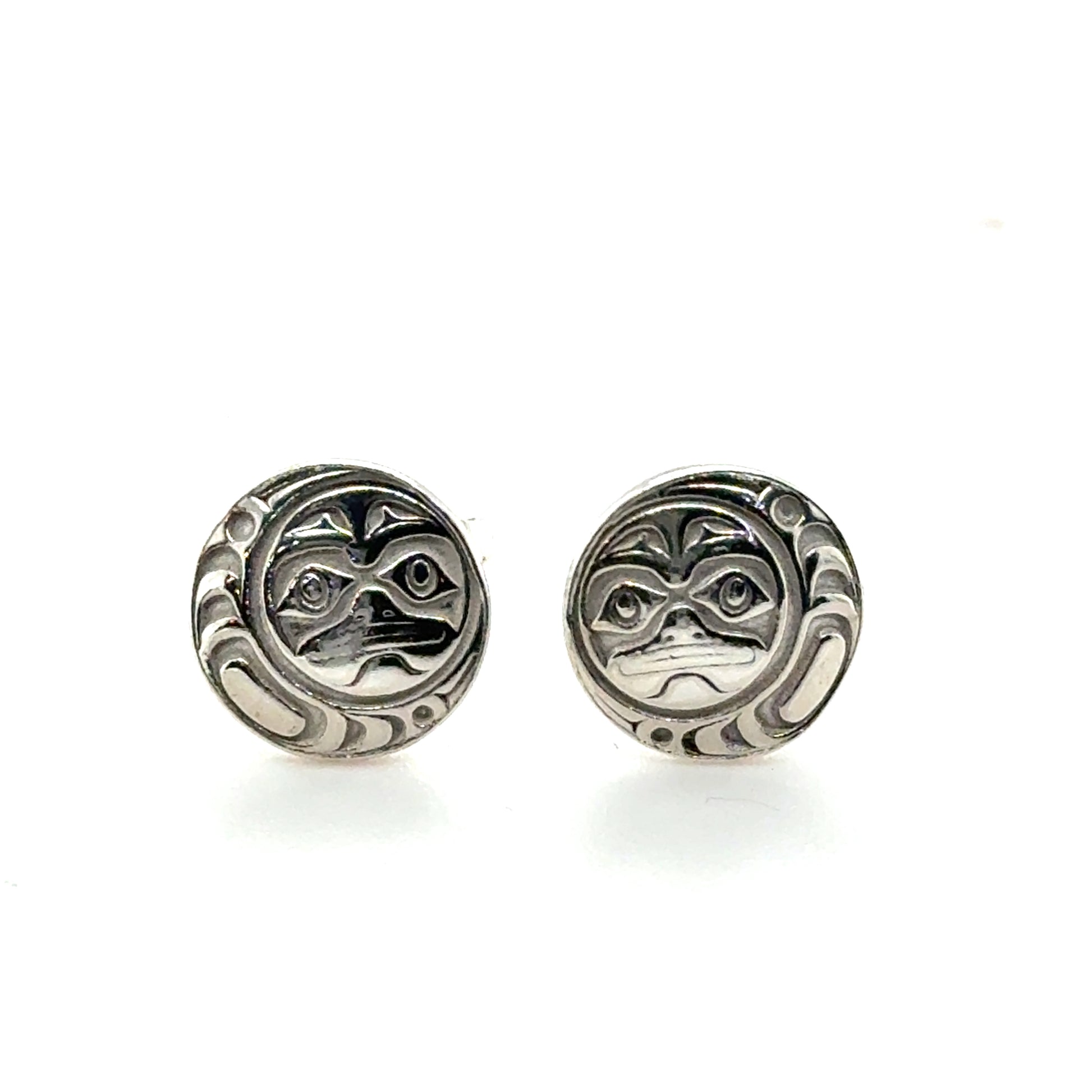 Studs - Sterling Silver - Round - Mini - 10mm - Moon