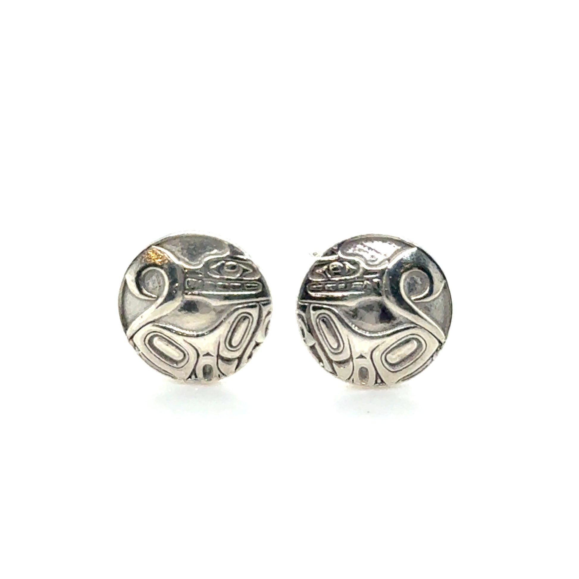 Studs - Sterling Silver - Round - Mini - 10mm - Wolf