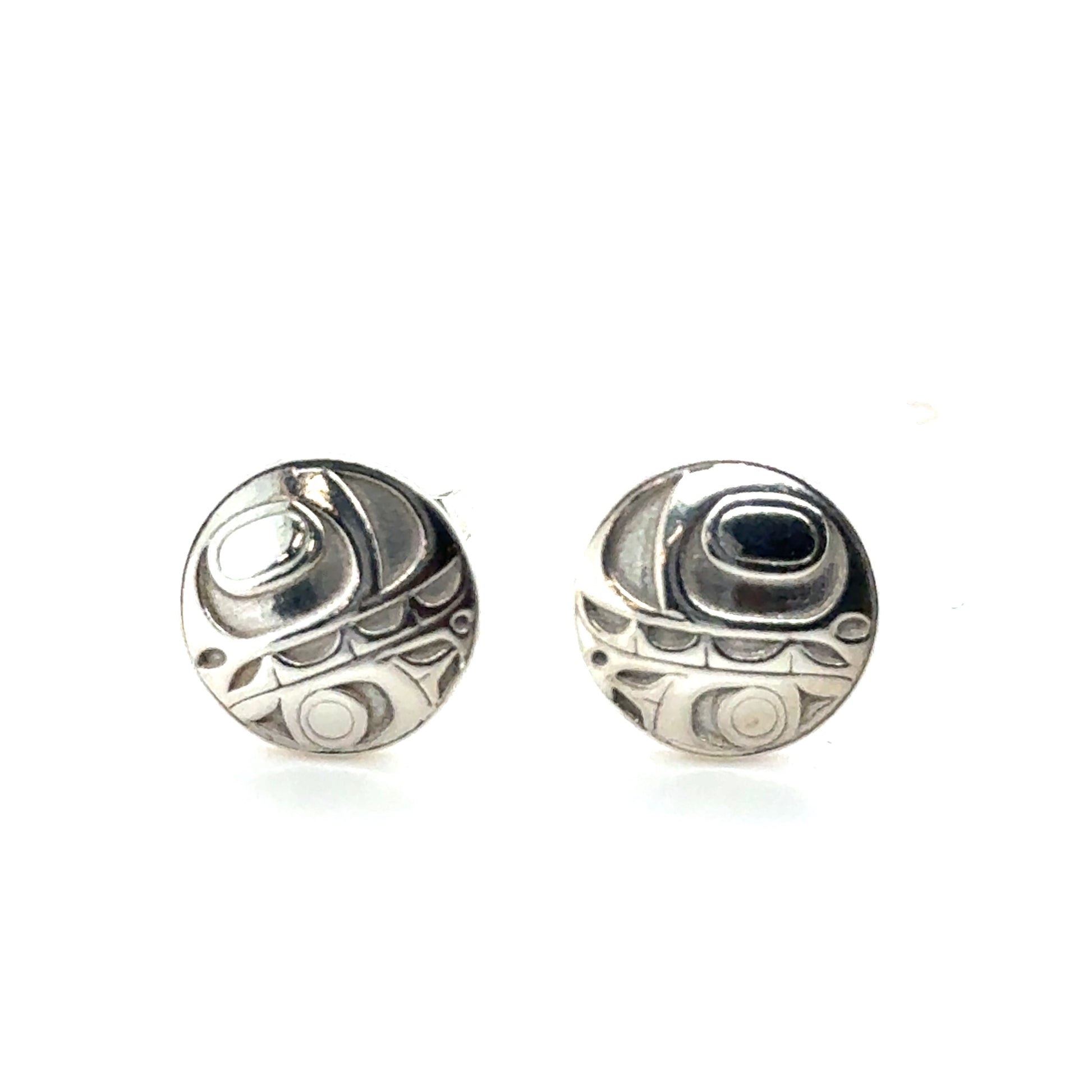 Studs - Sterling Silver - Round - Mini - 10mm - Orca