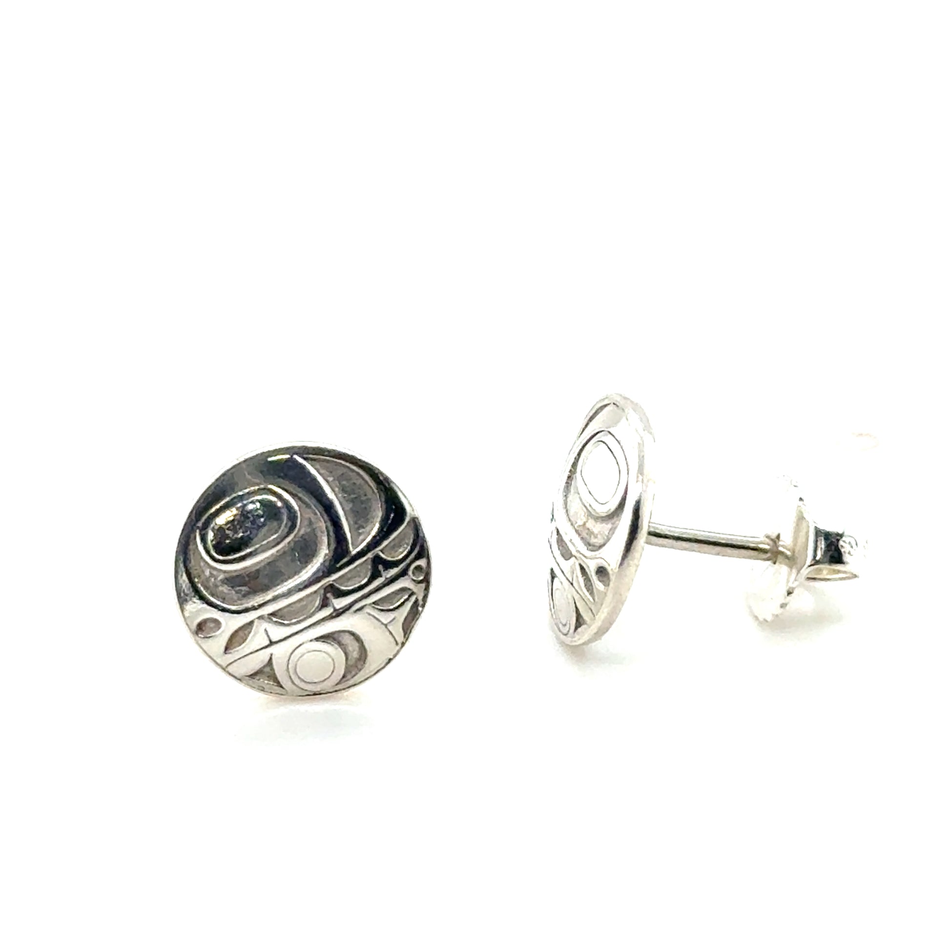 Studs - Sterling Silver - Round - Mini - 10mm - Orca