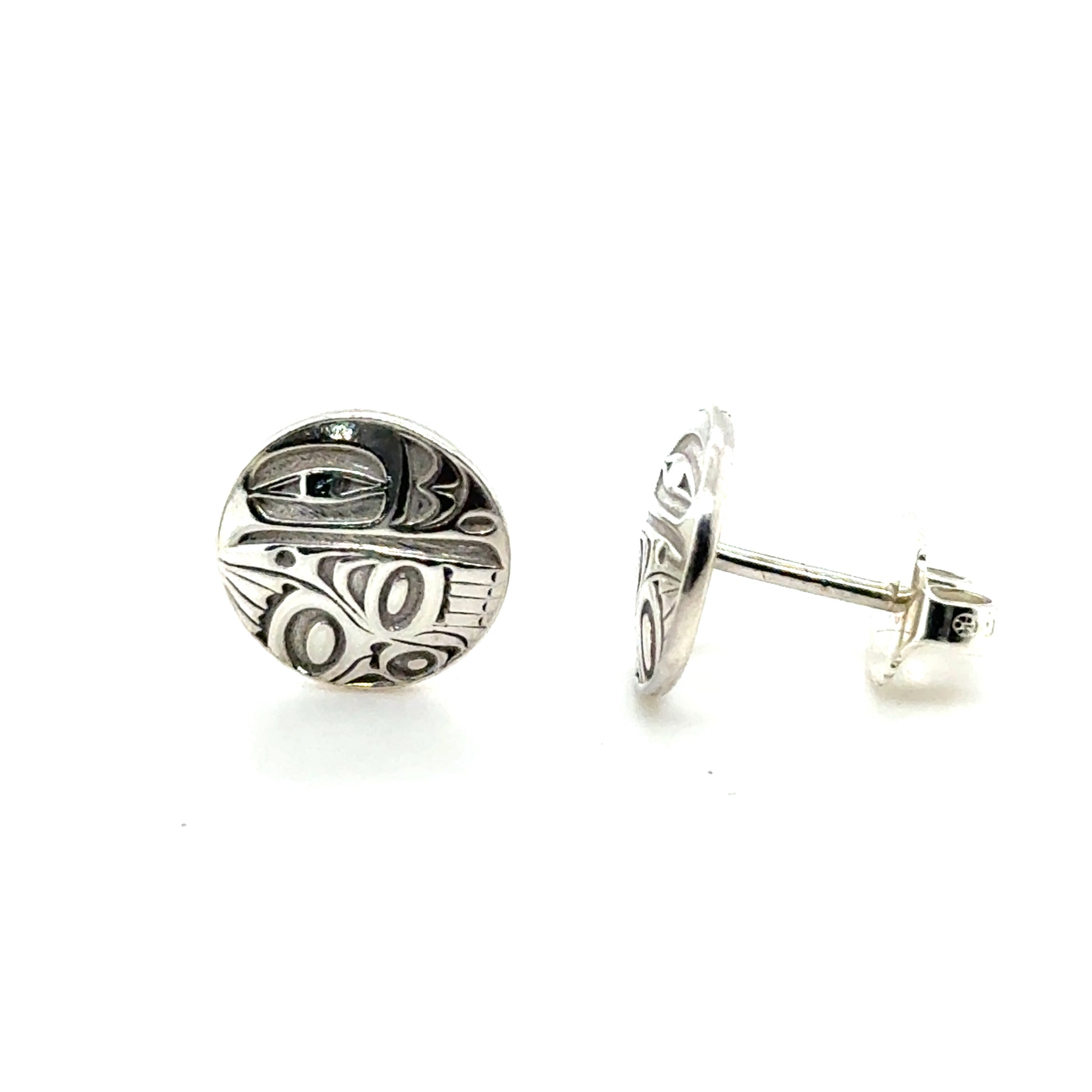 Studs - Sterling Silver - Round - Mini - 10mm - Raven