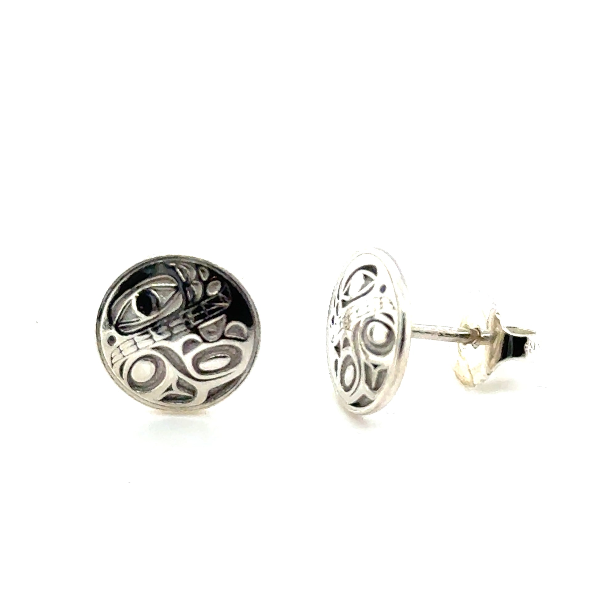 Studs - Sterling Silver - Round - Mini - 10mm - Orca 2