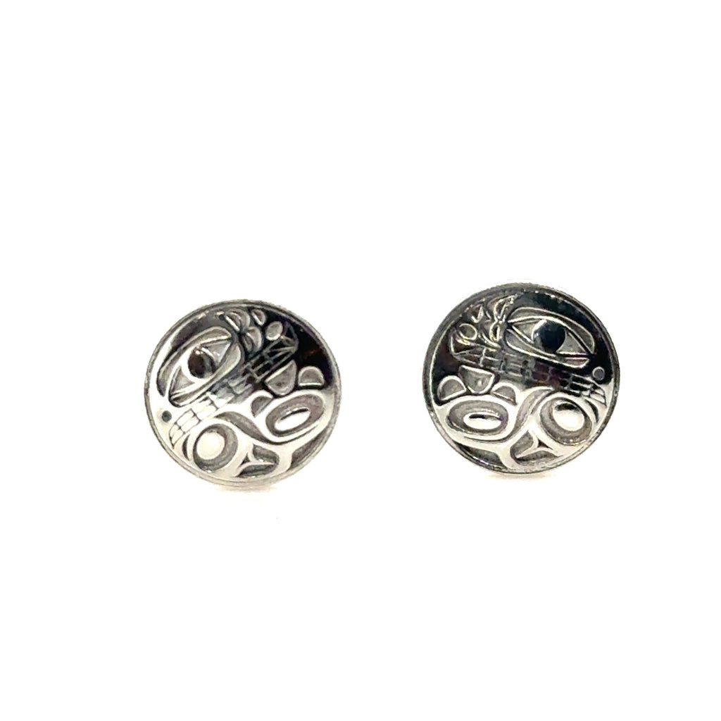 Studs - Sterling Silver - Round - Mini - 10mm - Orca 2