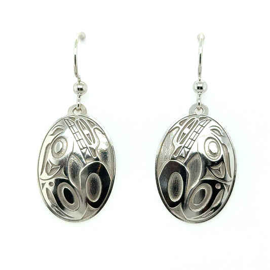 Earrings - Sterling Silver - Drop - Oval - Wolf - 24mm