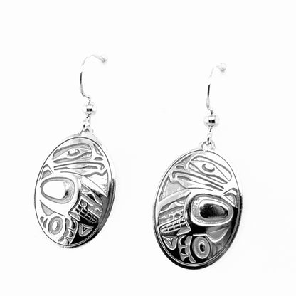Earrings - Sterling Silver - Drop - Oval - Eagle - 25mm