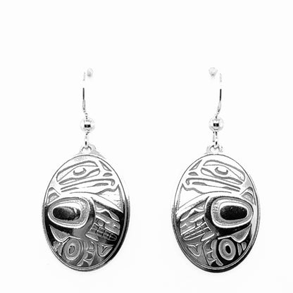 Earrings - Sterling Silver - Drop - Oval - Eagle - 25mm