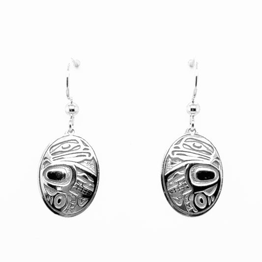 Earrings - Sterling Silver - Drop - Oval - Eagle - 18mm