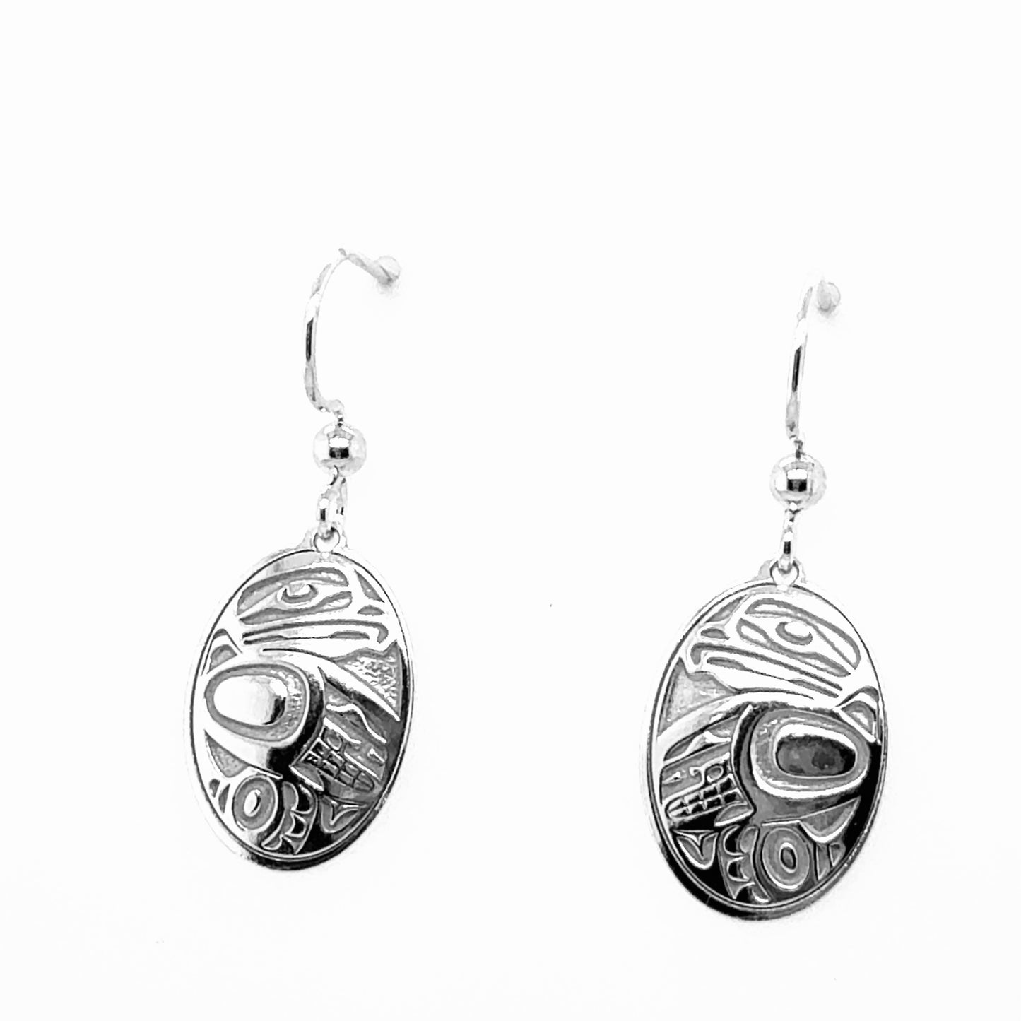 Earrings - Sterling Silver - Drop - Oval - Eagle - 18mm