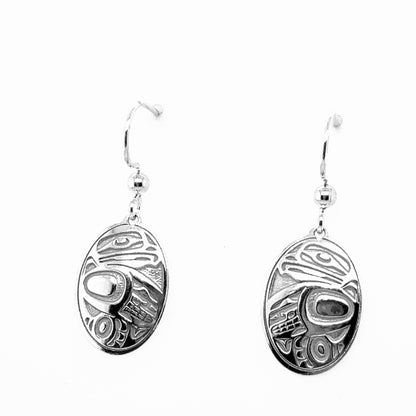Earrings - Sterling Silver - Drop - Oval - Eagle - 18mm