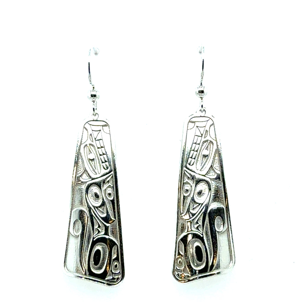 Earrings - Sterling Silver - Drop - Long Triangle - Wolf - 41mm