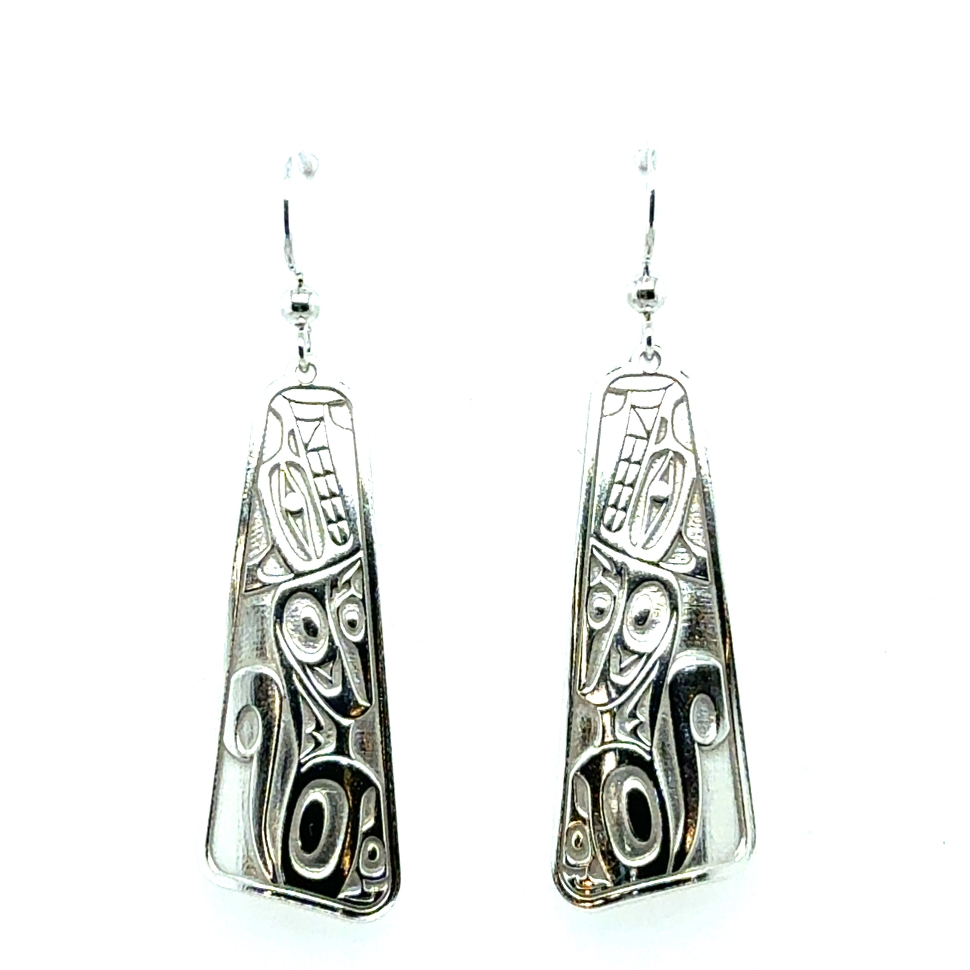 Earrings - Sterling Silver - Drop - Long Triangle - Wolf - 41mm
