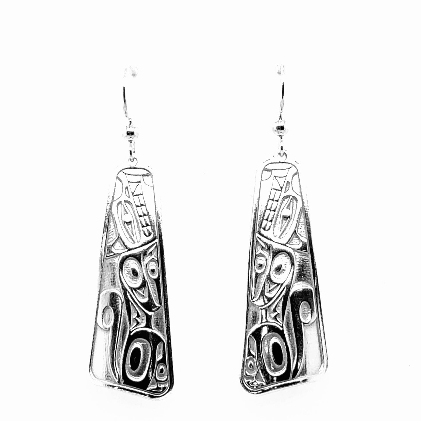 Earrings - Sterling Silver - Drop - Long Triangle - Wolf - 41mm