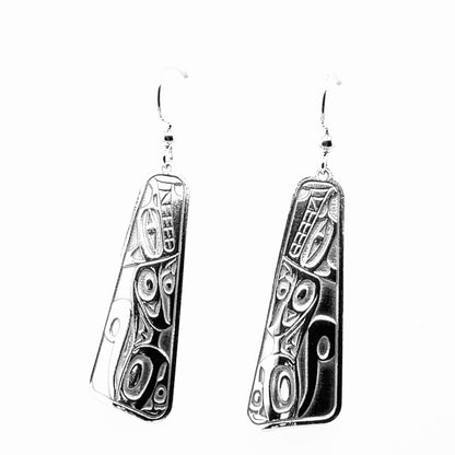 Earrings - Sterling Silver - Drop - Long Triangle - Wolf - 41mm