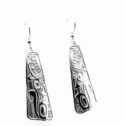 Earrings - Sterling Silver - Drop - Long Triangle - Wolf - 41mm