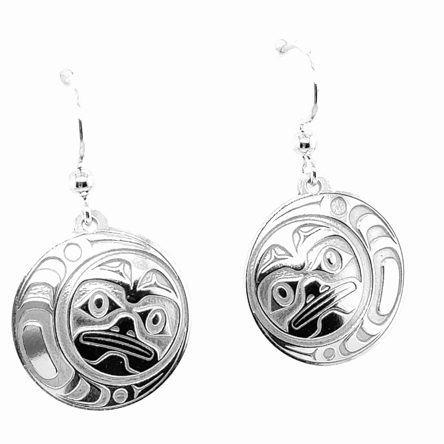 Earrings - Sterling Silver - Drop - Round - Moon - 20mm