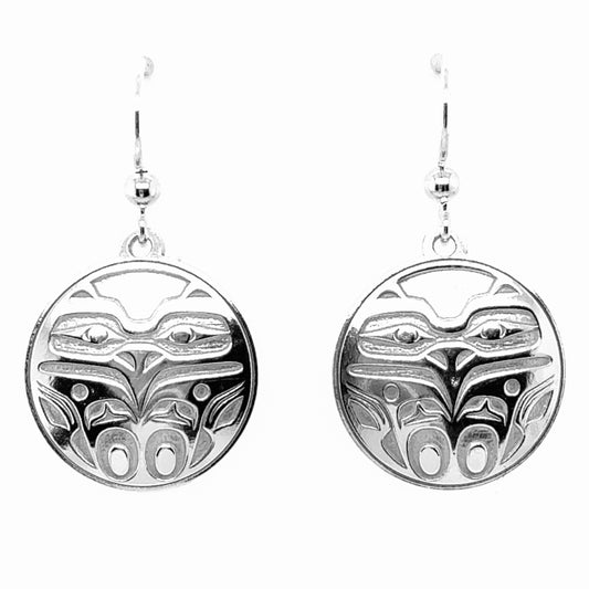 Earrings - Sterling Silver - Drop - Round - Eagle Front - 20mm