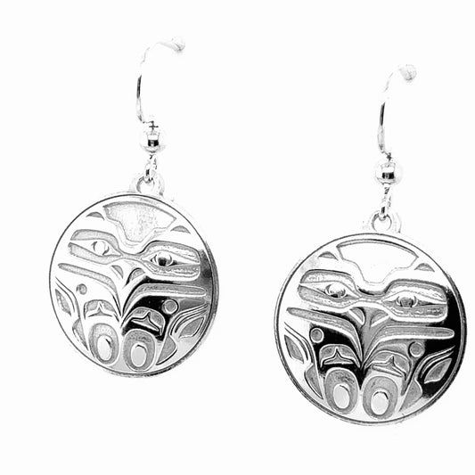 Earrings - Sterling Silver - Drop - Round - Eagle Front - 20mm