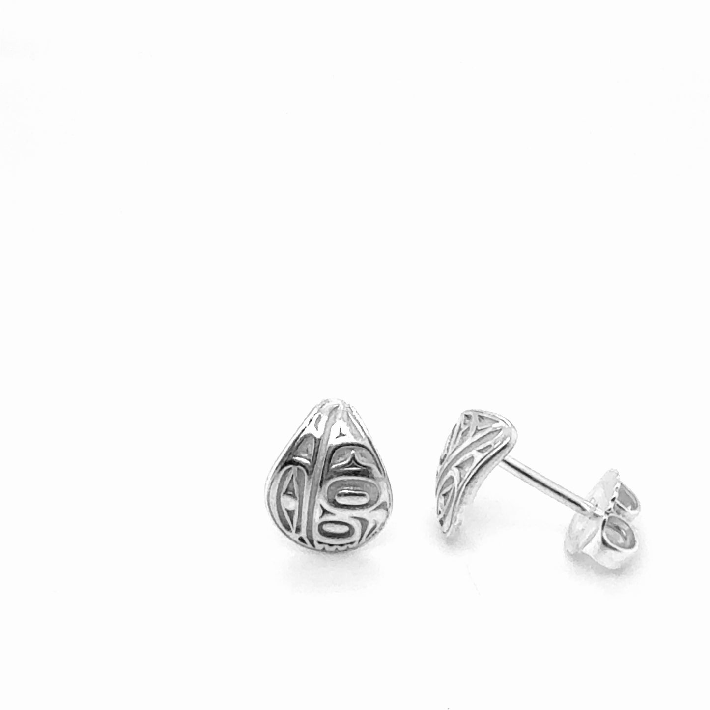 Studs - Sterling Silver - Teardrop - Micro - Raven - 10mm