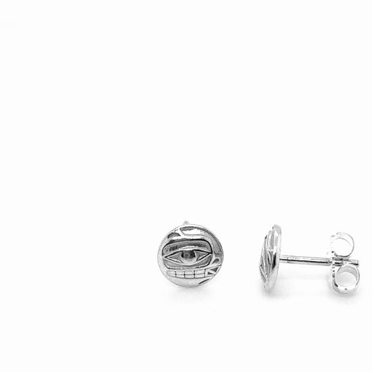 Studs - Sterling Silver - Round - Micro - Bear - 8mm