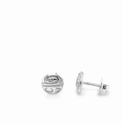 Studs - Sterling Silver - Round - Micro - Eagle - 8mm