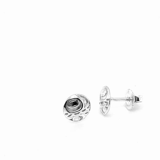 Studs - Sterling Silver - Round - Micro - Orca - 8mm