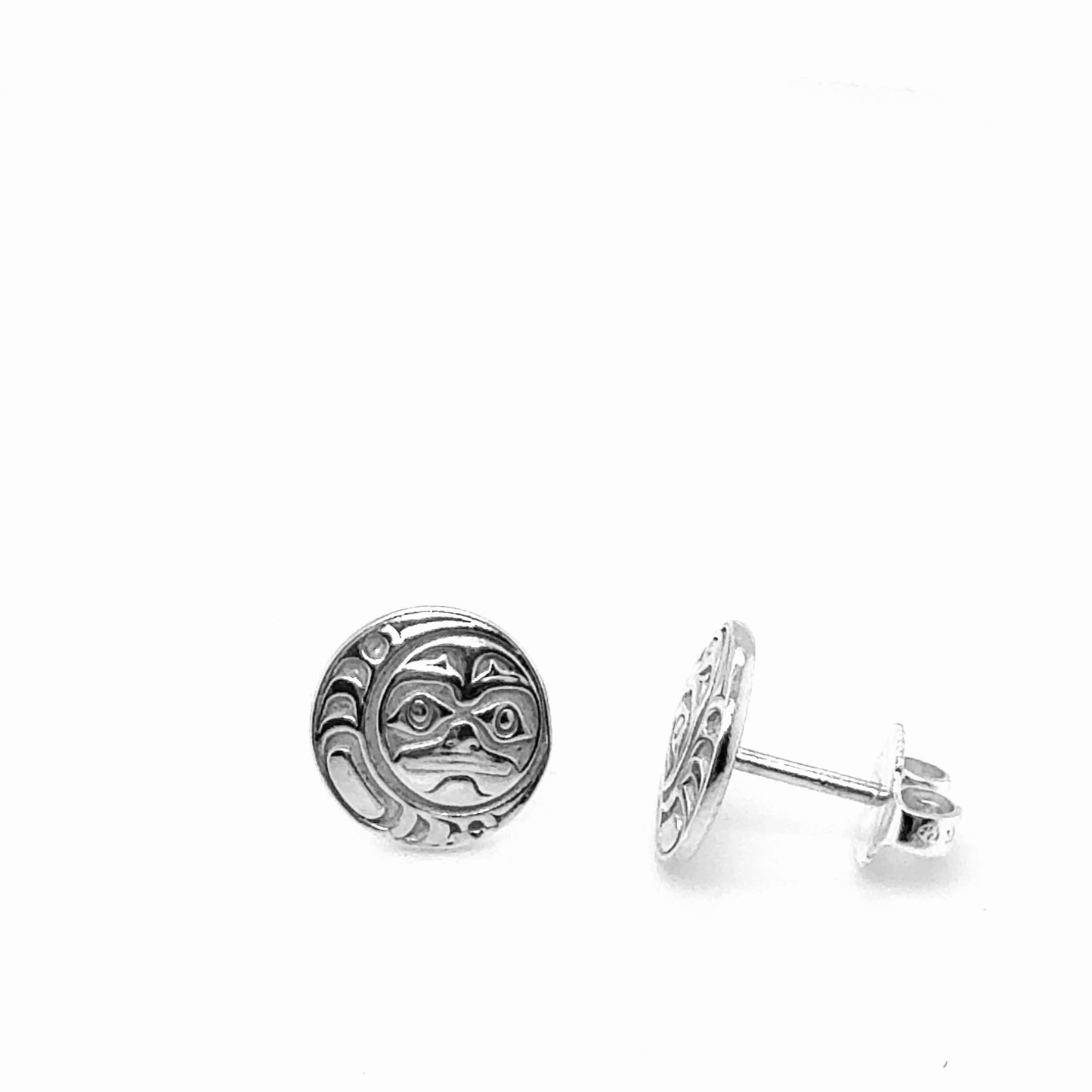 Studs - Sterling Silver - Round - Mini - Moon - 10mm