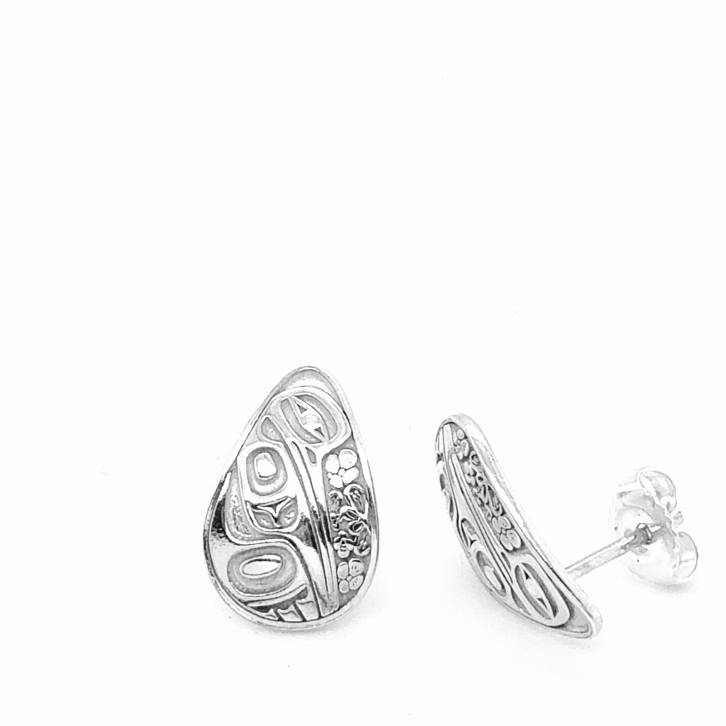Studs - Sterling Silver - Teardrop - Small - Hummingbird Floral - 16mm