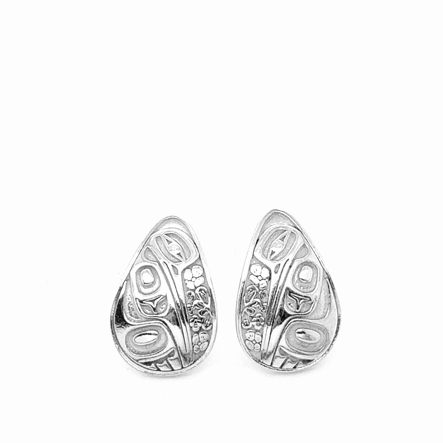 Studs - Sterling Silver - Teardrop - Small - Hummingbird Floral - 16mm
