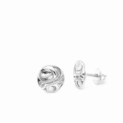 Studs - Sterling Silver - Round - Mini - Orca - 10mm