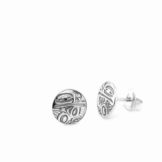 Studs - Sterling Silver - Round - Mini - Raven - 10mm