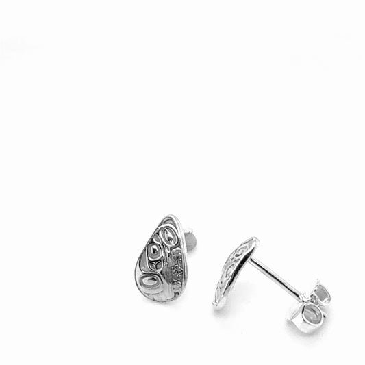 Studs - Sterling Silver - Teardrop - Mini - Hummingbird Floral - 10mm