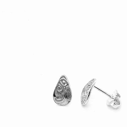 Studs - Sterling Silver - Teardrop - Mini - Hummingbird Floral - 10mm