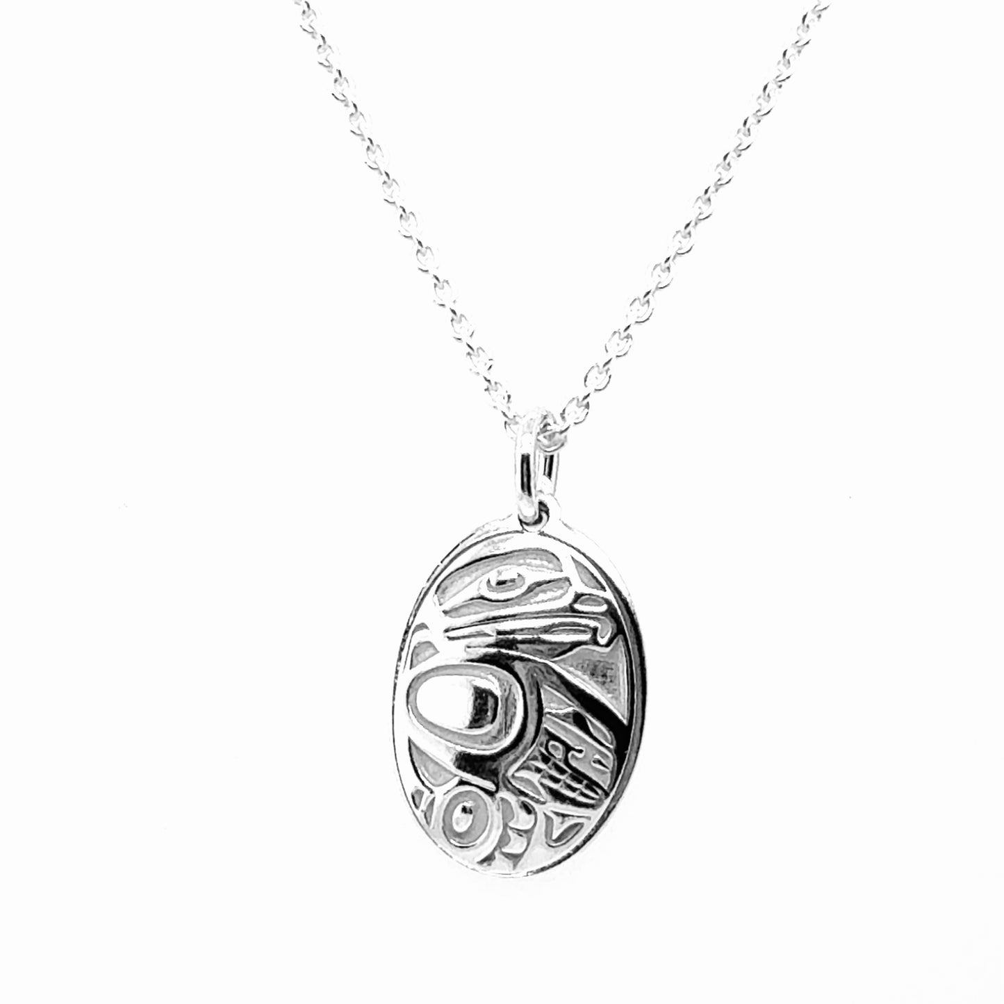 Pendant - Sterling Silver - Oval - Mini - Eagle - 18mm