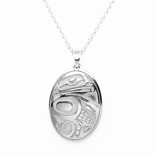 Pendant - Sterling Silver - Oval - Eagle - 25mm