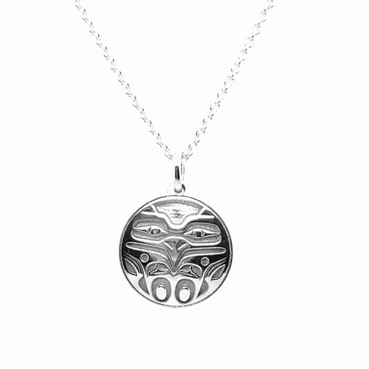 Pendant - Sterling Silver - Round - Eagle Front - Mini - 15mm